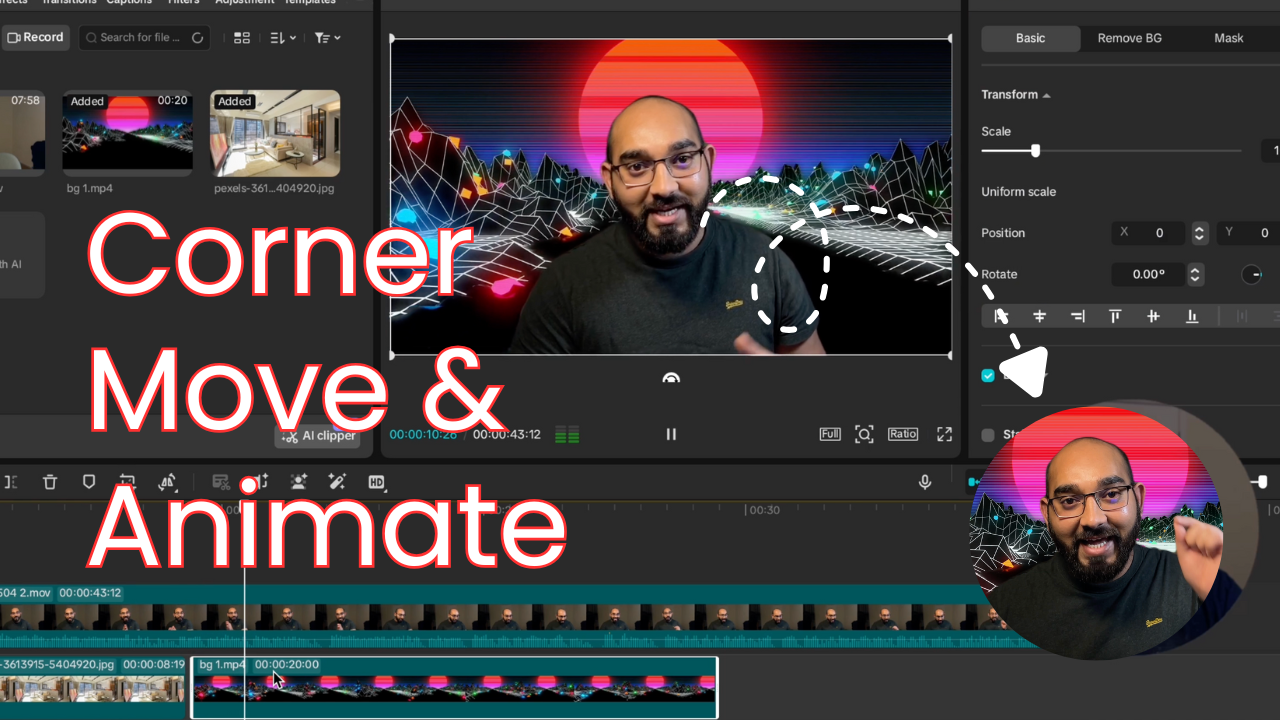 Circle Crop Video in CapCut (Face Cam in Corner, Move & Animate) - put face video in the corner (1)